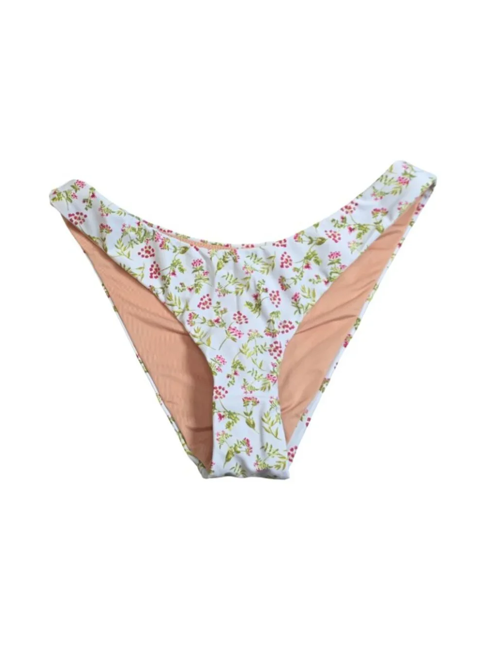 NWT Women's - J. Crew Floral Curved Waist Cheeky Bikini Bottom, Size Small